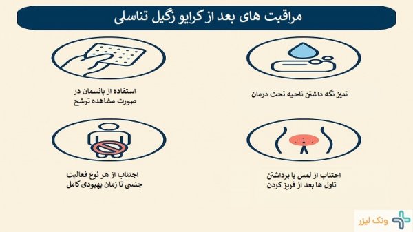  مراقبت های بعد از فریز / کرایو زگیل تناسلی